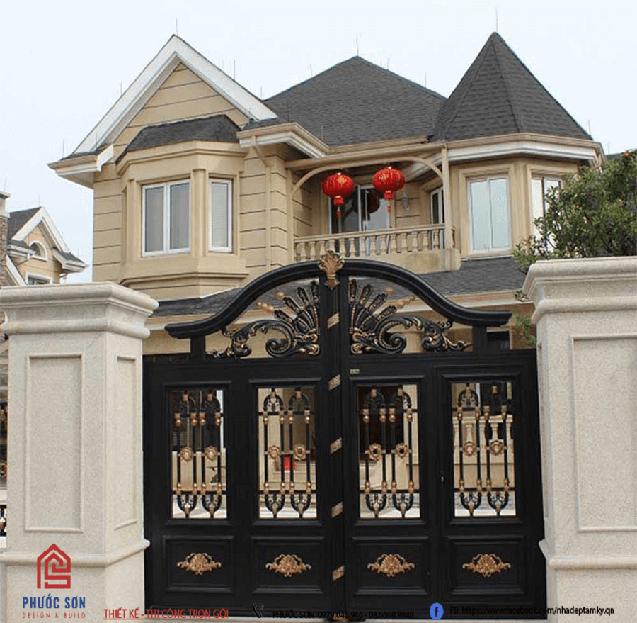 cổng nhà 2 cánh bằng nhau
